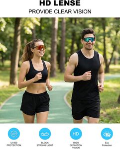 Lunettes de soleil polarisées pour le sport avec monture légère, verres bleus/blancs pour le cyclisme, le cricket, la conduite, la pêche, la course à pied - Product Image 4