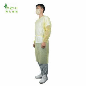 Robe d'isolation jaune PP 25g blouse de laboratoire de travail cousue cravate d'étanchéité sur le cou et le dos robe vister manchette élastique - Product Image 5