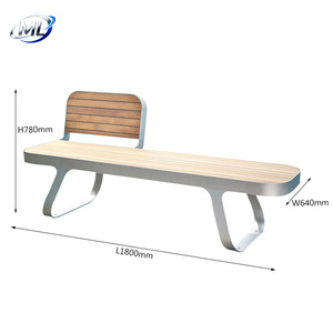 Banc de jardin moderne en acier inoxydable et bois, personnalisable, durable, imperméable, pour les parcs, les centres commerciaux et les hôpitaux - Product Image 4