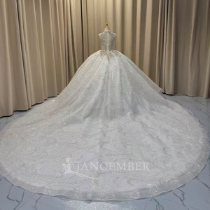Vestido de Novia de Gala con Cola de Catedral Lujosa y Brillante Mc040, con Cuentas de Cristal y Lentejuelas Onduladas de Tul, Jancember - Product Image 4