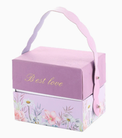 Luxe Romantisch Custom Logo Eco-Vriendelijke Valentines Snoep Verpakking Bovendeksel Roze Bruiloft Geschenkdoos Met Handvat
