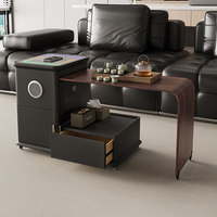 Nouvelle Table Basse Intelligente Moderne en Bois de Pin 2026, Amovible, avec Recharge Sans Fil, Table d'Appoint de Canapé, Meuble Latéral Rétractable pour Salon