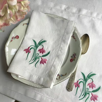 Serbet Bordir Bunga Linen Buatan Tangan Modern Elegan Ramah Lingkungan Tahan Lama 45x45cm Ukuran Dapat Disesuaikan Mesin