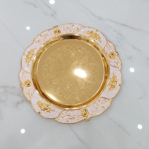 <span class=keywords><strong>Petite</strong></span> assiette à collation <span class=keywords><strong>en</strong></span> <span class=keywords><strong>fer</strong></span> de style classique pour le thé de l'après-midi et le rangement de bijoux, porte-gobelet isolant et plateau à vin pour les fêtes - Product Image 1