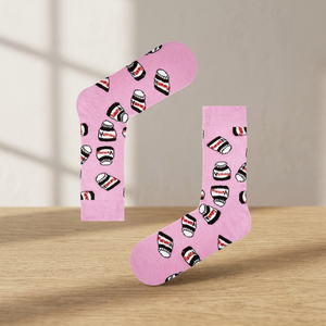 Pink Nutella Lover Patterned Unisex Adult <b>Ankle</b> <b>Socks</b> Weaving Fabric Colorful and Stylish Type 1 Wash - Product Image 2