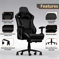 Fauteuil de bureau ergonomique pivotant avec accoudoirs rembourrés, support lombaire à 180 degrés, dossier réglable et fonction de levage pour le gaming