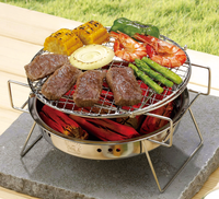 Mini gril rond de BBQ en acier inoxydable, gril de charbon en acier inoxydable, filet de gril