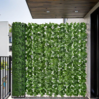 Panneaux de clôture en plastique vert imitation feuilles de vigne, haie artificielle verte, mur de gazon artificiel pour la maison et le jardin