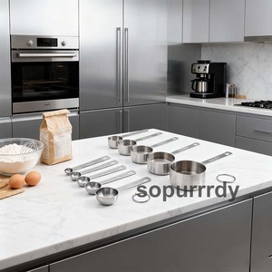 Biểu Tượng Tùy Chỉnh Thép Không Gỉ Đo Cup & Spoon Set Cao Cấp Stackable Muỗng Thìa Đo Cup & Spoon Set Bộ Đồ Ăn - Product Image 2