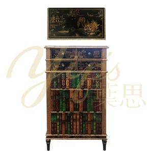 Yips LD-1906-1847 Chinoiserie سلسلة هاندبينتيد المناظر الطبيعية و كتاب نمط غرفة المعيشة الكلاسيكية العتيقة خزانة جانبية