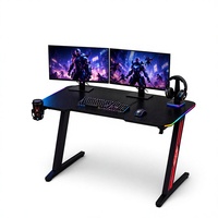 Bureau de jeu en fibre de carbone, bureau de jeu RGB, bureau de jeu ergonomique réglable en hauteur, grand bureau de jeu de bureau OEM avec LED