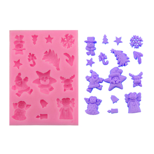 Moule <span class=keywords><strong>en</strong></span> silicone DIY pour décorations de Noël 3D : sapins, Père Noël, chérubins, flocons de neige, cloches, bougies, rennes, parapluies, bonhommes de neige, feuilles de houx - Product Image 5