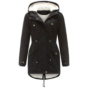2021 New Arrive Winter Women Solid Color Hooded Overcoat Fleece Inner Parka Heavy Cotton <strong>Velveteen</strong> Warm Outwear Tops Jacket <strong>Coat</strong> - Product Image 4