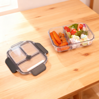 Boîtes à lunch en plastique à 3 compartiments, résistantes aux fuites, compatibles micro-ondes, avec couvercle, pour le stockage des aliments, écologiques, capacité 1L, vente en gros