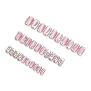 30 Piezas de <span class=keywords><strong>Uñas</strong></span> Acrílicas de Alta Calidad con Diseño de Ojo de Gato en <span class=keywords><strong>Color</strong></span> <span class=keywords><strong>Morado</strong></span>, <span class=keywords><strong>Uñas</strong></span> Postizas con Cuentas de Burbuja, Venta al por Mayor con Empaque en Cajas - Product Image 3