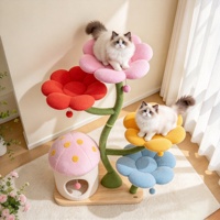 Arbre à chat en sisal, tour moderne de luxe avec motif floral, grande taille, 4 niveaux, meubles d'escalade pour chat, griffoir pour chat