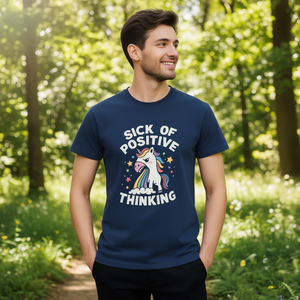 T-shirt Sick Of Positive Thinking Blu scuro Unisex Taglia media per adulti - Product Image 3