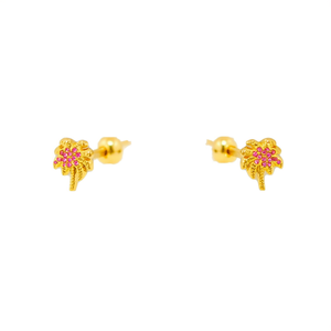 Fashion <b>Stud</b> <b>Earrings</b> Palm Tree Design PVD Gold Plated 316L Stainless Steel Sustainable Resistant Jewelry - Product Image 2