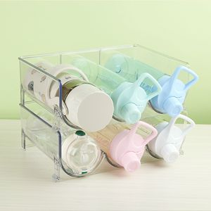 Storage Amazon Hot Transparent Large Capacity Storage Tray Plastic Stackable Water Bottle Organizer