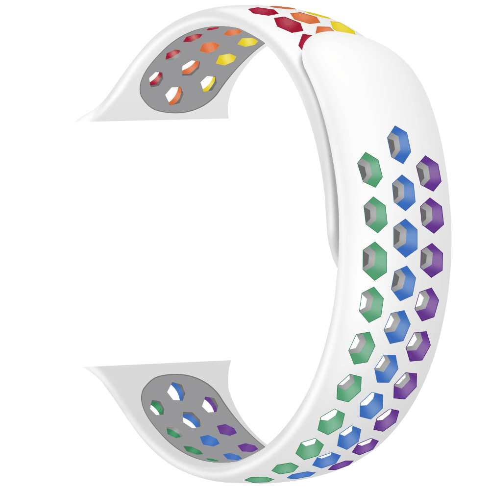 One Button Round Tail Two Color With Holes Breathable Water Proof Wristband Strap Silicone Sport Loop Band For Apple Watch