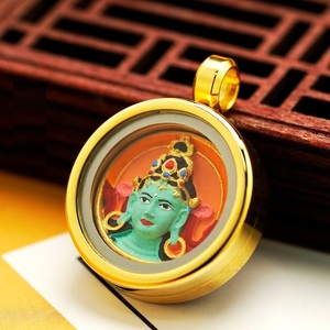 สร้อยคอจี้ทังก้าทิเบตชุบทองสแตนเลสคุณภาพสูง จี้กล่องกาวูมรดกทางวัฒนธรรม - Product Image 3