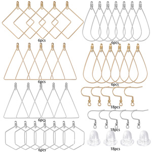 Juego de pendientes de acero inoxidable, 9 estilos, formas mixtas, accesorios de joyería DIY para hacer pendientes con tapones para las orejas - Product Image 1