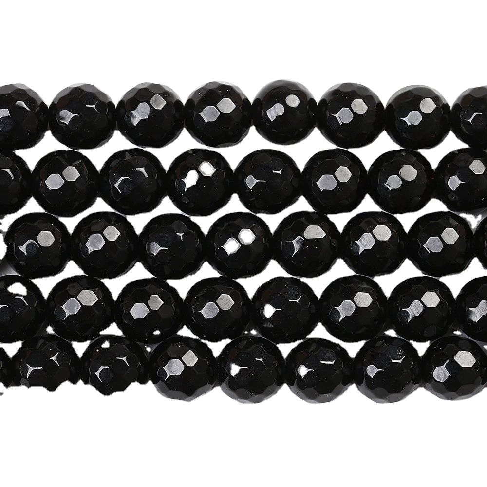 Wholesale 6A Black Agate Cut Surface Loose Beads 6-10mm Rondelle Semi-Finished Products for DIY Handmade Couple Accessories