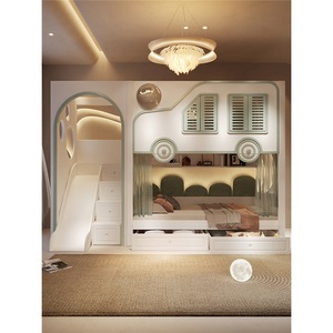 <span class=keywords><strong>Lit</strong></span> mezzanine moderne JS en forme de voiture avec cadre en bois massif, étagère de rangement et bureau intégré, <span class=keywords><strong>lit</strong></span> confortable pour chambre de garçons - Product Image 3