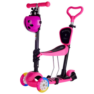 Trottinette enfant 5 en 1 avec siège bleu vert rose, hauteur réglable, à partir de 12 mois - Product Image 5