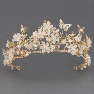 BELLE WORLD Elegante Corona de Cristal, Accesorios para Boda, Tocado de Flores, Tiara Nupcial, Sin Reseñas Aún - Product Image 1