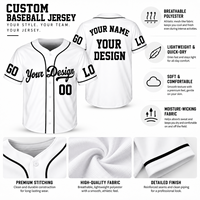 Maillot de baseball personnalisé en gros pour équipe, blanc, boutonné, avec logo personnalisé, manches à motif d'ours de dessin animé, couture double aiguille
