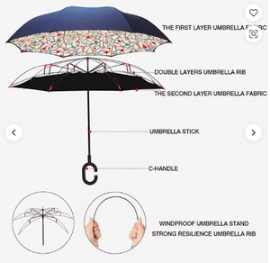Sombrilla con mango en forma de C, función de protección solar, hecha de material plástico, diseño simple, adecuada para adultos, A reve - Product Image 3