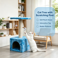 Petit arbre à chat avec poteau à gratter en sisal, niche pour chat, perchoir en peluche douce, jouet suspendu en forme de souris, tour pour chat d'intérieur pour chatons