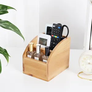 चंदन लकड़ी का डेस्कटॉप ऑर्गनाइज़र पेन धारक रिमोट कंट्रोल स्टोरेज बॉक्स