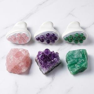 Massaggiatore Viso in Pietra Naturale al 100% Ametista Viola, Rullo in Giada Naturale a Forma di Ferro per Infusione di Essenze e Strumento di Bellezza per la Cura della Pelle - Product Image 2