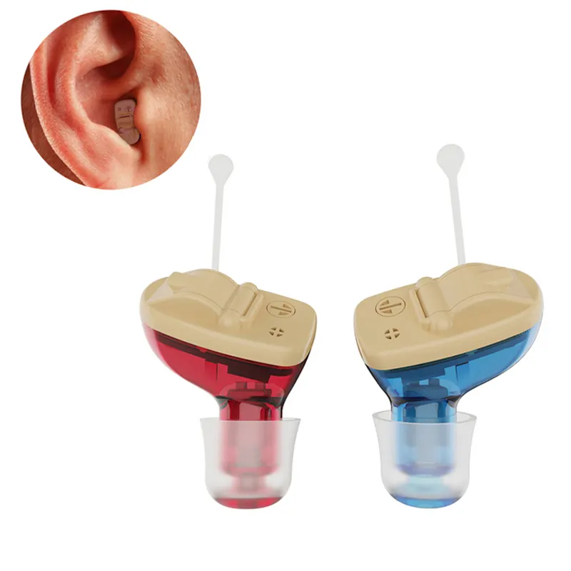 Aid Hear Cicミニイヤーアンプマシン補聴器AparelhoAuditivo赤青目に見えない聴覚障害者用補聴器