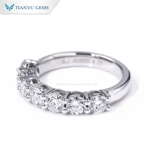 TIANYU GEMS custom Fine Jewelry 3.5mm 10K 14K 18K White Gold Round Brilliant Lab Grown Diamond fidanzamento fede nuziale anello