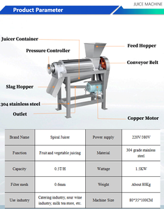 Durable Commercial Automatic Spiral Fruit Juicer <b>Extractor</b> with 304 Stainless Steel for <b>Juice</b> Stores - Product Image 5