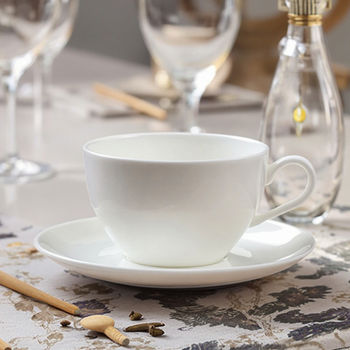 AOOSY Short Coffee Mugs with Saucer Fine Bone China High Tea Cups Custom Logo Small Cappuccino Cups