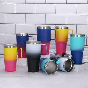 Gobelet isotherme à double paroi de 30 oz, personnalisé, couleur dégradée, en acier, avec paille - Product Image 5