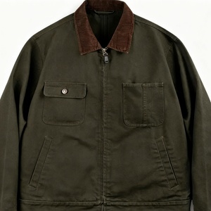 Chaqueta de Lona Gruesa para Hombre, Estilo Retro Americano, Cuello Camisero, Larga, Casual, Estilo Rudo, Talla XL, Frente Liso Teñido, Otoño 2025 - Product Image 3