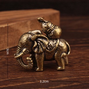 Paire de figurines d'éléphant en laiton pour la richesse et la fortune, décoration de bureau à domicile - Product Image 4