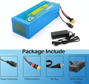 Pack de batteries au lithium 48V 68V 72V, pour équipement de vélo électrique et scooter de 200W à 2800W, durée de vie de plus de 2000 cycles, léger, avec adaptateur - Product Image 4