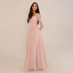 Pink Lace Dress - Long Sleeve Elegant Style