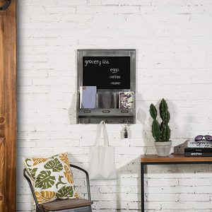 Estante organizador de llaves de Venta caliente en soporte de llave de madera quemada rústica con pizarra decorativa soporte de correo de entrada montado en la pared - Product Image 5