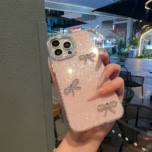 Custodia per telefono con fiocco <span class=keywords><strong>rosa</strong></span> glitterato di lusso per <span class=keywords><strong>iPhone</strong></span> 17 16 15 14 <span class=keywords><strong>Pro</strong></span> <span class=keywords><strong>Max</strong></span> Bling Sparkle Diamond <span class=keywords><strong>cover</strong></span> per cellulare per ragazze - Product Image 5