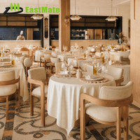 Ensemble de restaurant moderne rond/carré, structure en bois et pierre, 4 places, mobilier de salle à manger commercial, hôtel, café