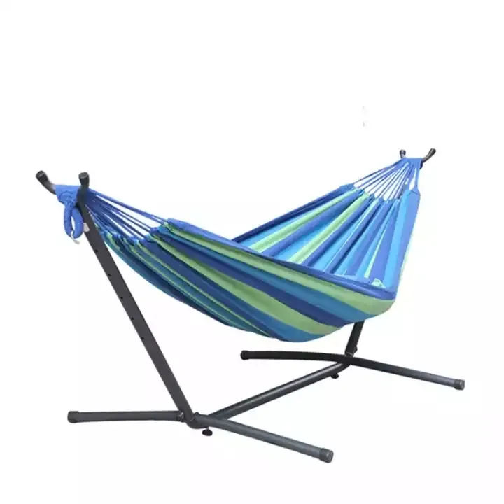 Hamaca colgante para acampar al aire libre, cama columpio con soporte de acero plegable y bolsa de transporte