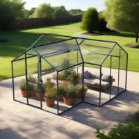 Kit de véranda en verre transparent de luxe, structure en aluminium noir robuste, protection UV, imperméable, écologique, serre de patio moderne