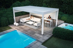 <span class=keywords><strong>Pergola</strong></span> moderne imperméable avec auvent, gazebo de jardin de luxe, <span class=keywords><strong>lame</strong></span> rotative, profil en <span class=keywords><strong>aluminium</strong></span> - Product Image 6